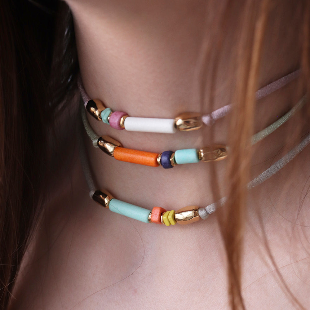 Adjustable necklace for women with elastic silk miz