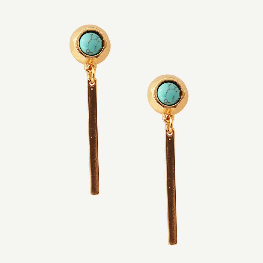 Pendientes dorados con piedra natural FINE redondos-pendientes-Émolo