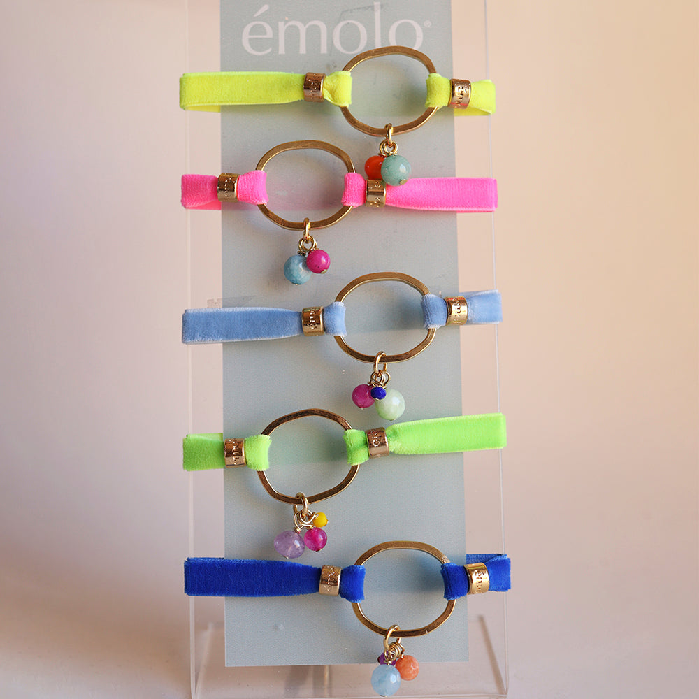 Set of adjustable women's bracelets, handmade in Spain, fluorescent color