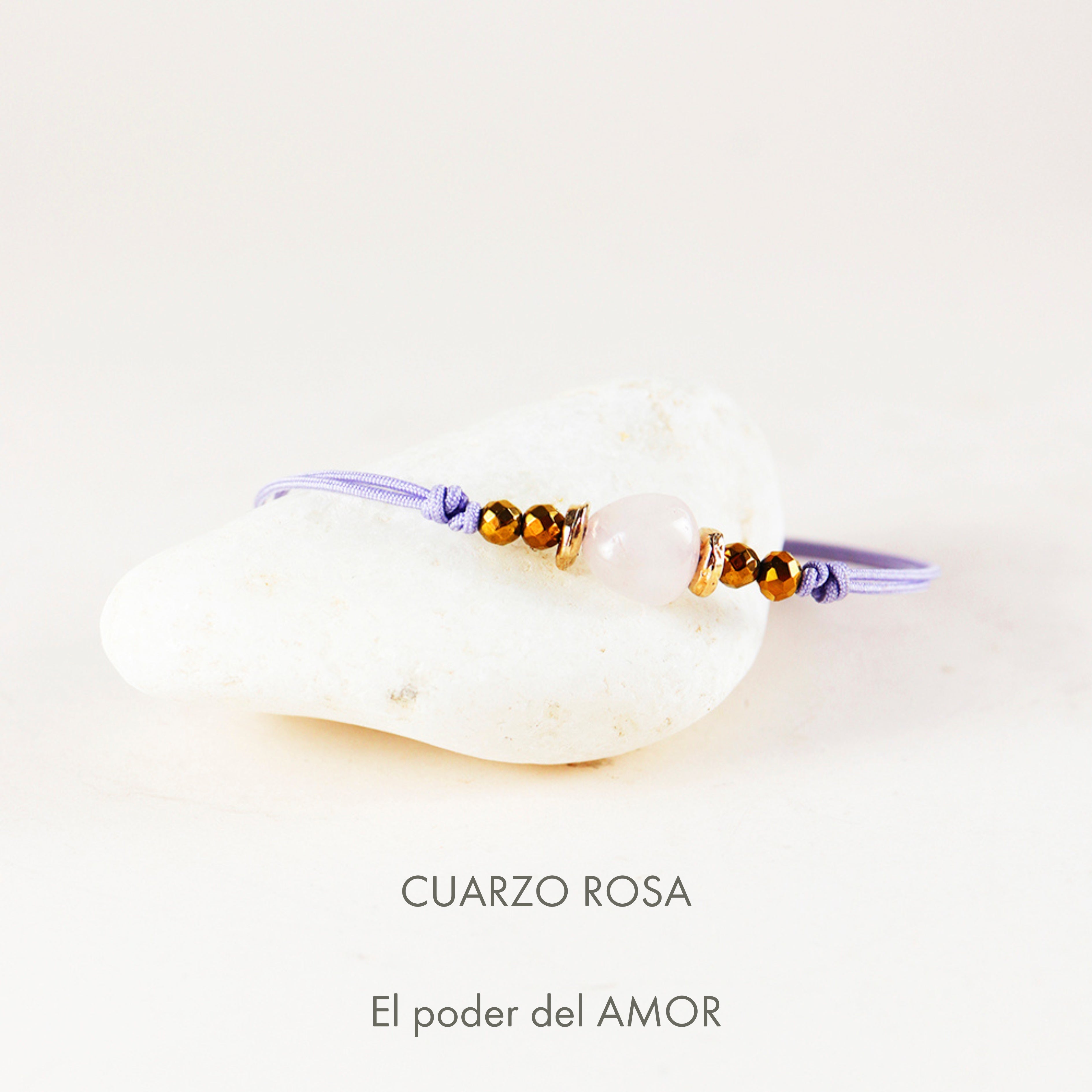 EMOLO ROSE QUARTZ NATURAL STONE ADJUSTABLE BRACELET