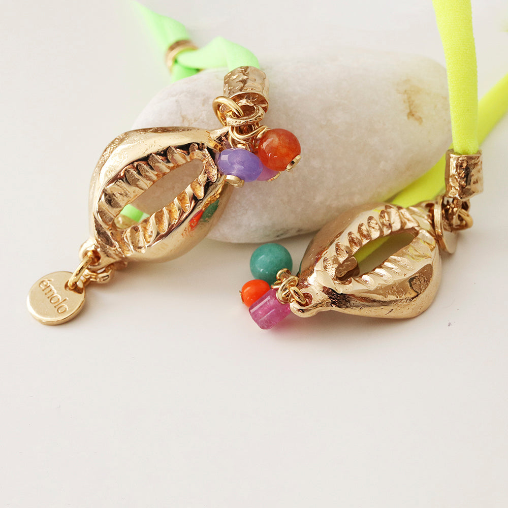 VARENA neon bracelet with 18 kt gold plating and colourful natural stones