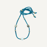 Collar ajustable para mujer con seda elástica miz azul