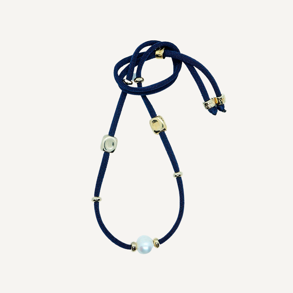 Collar ajustable para mujer con seda elástica miz azul marino