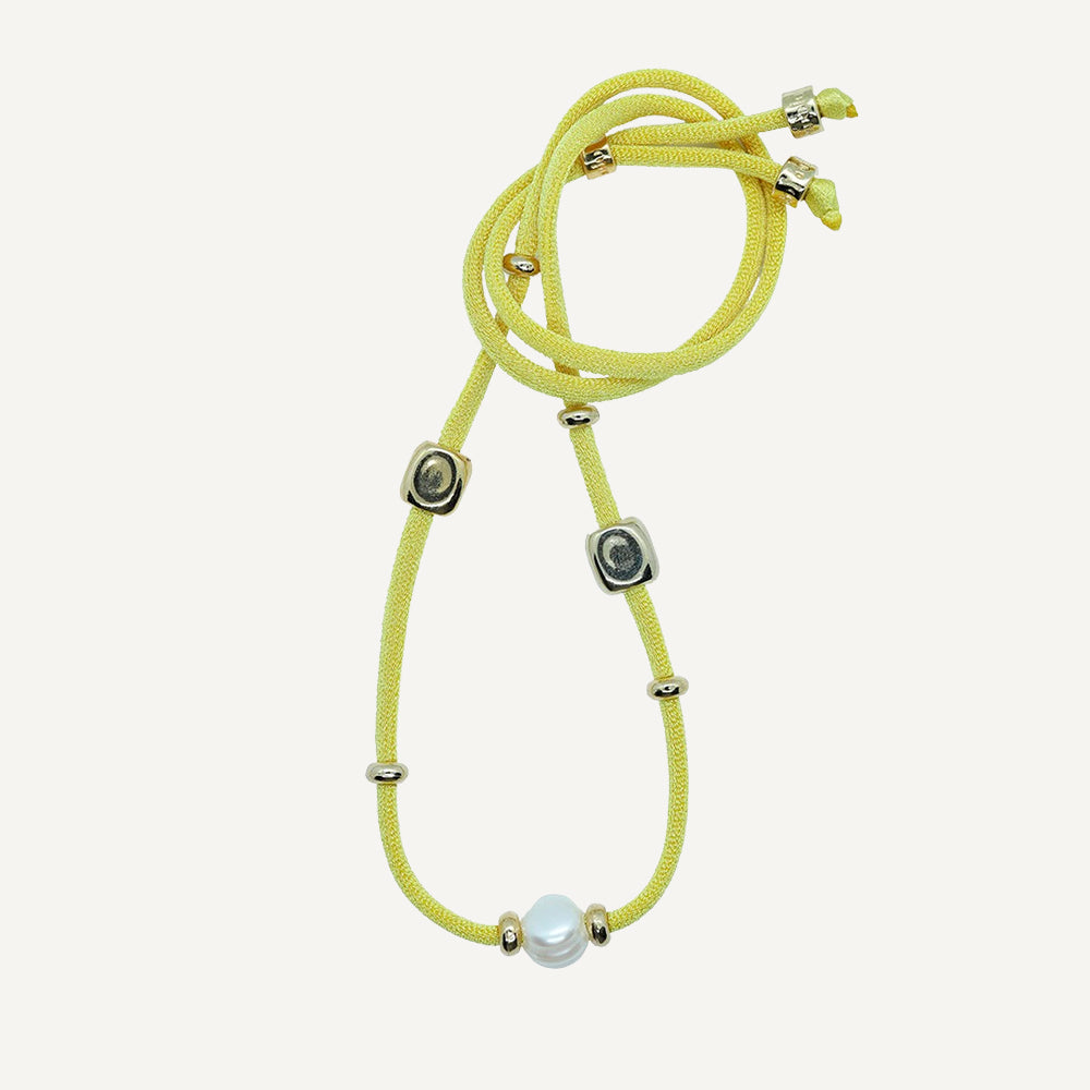 Collar ajustable para mujer con seda elástica miz color amarillo