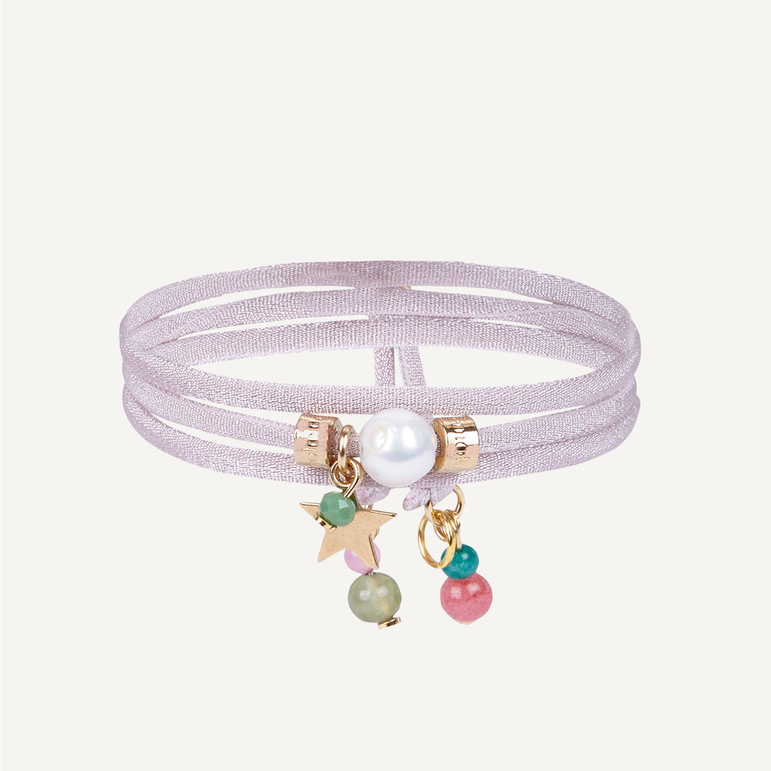 Bracelet rose ajustable avec perle