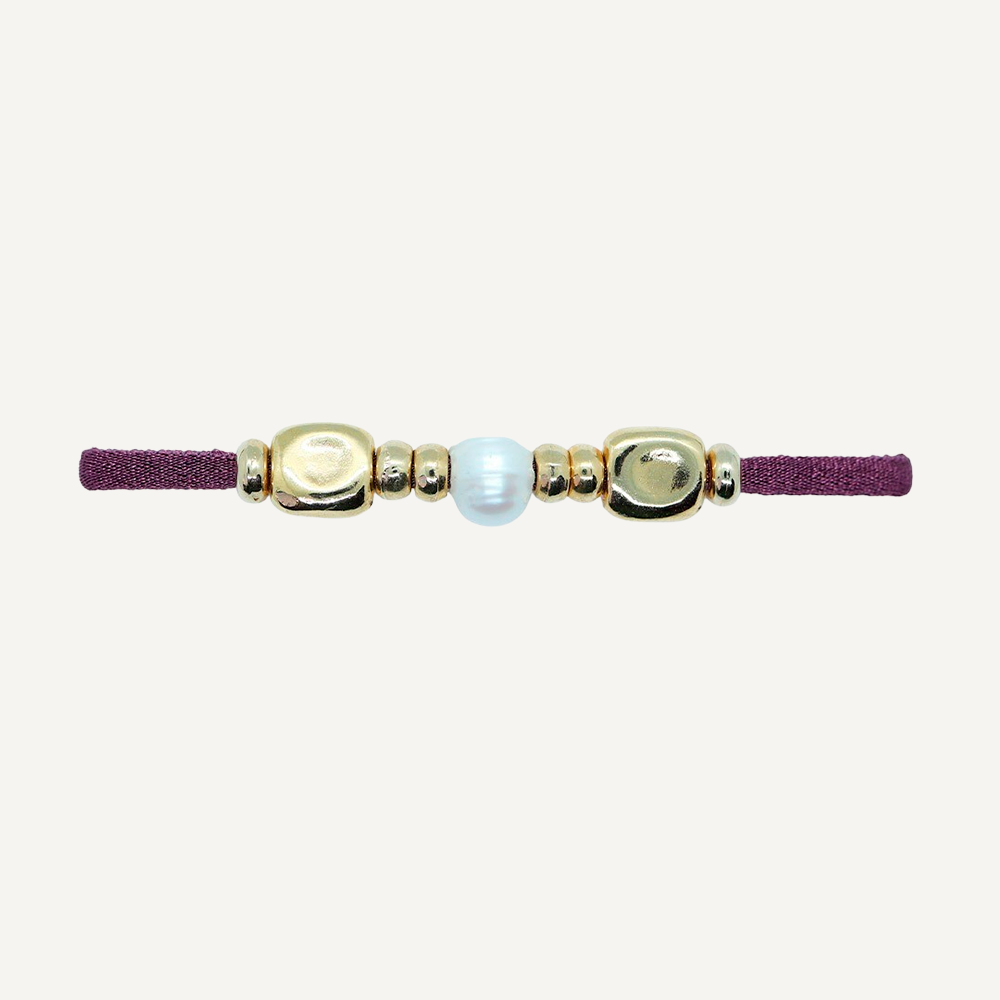 Elastic bracelet for women, aubergine color