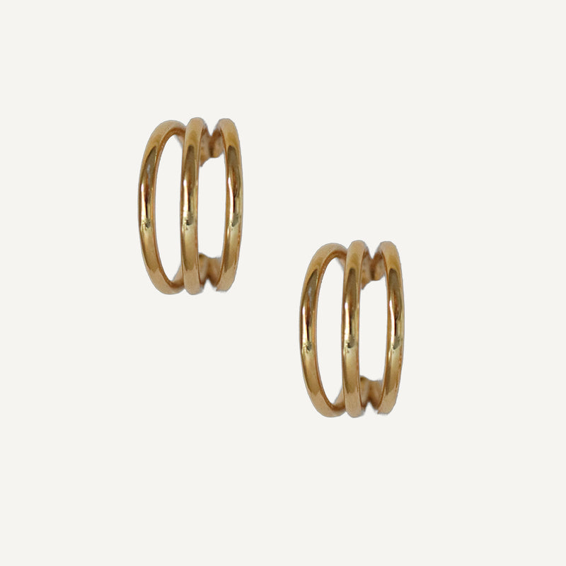 Pendientes de aro con cierre a presión dorados para mujer