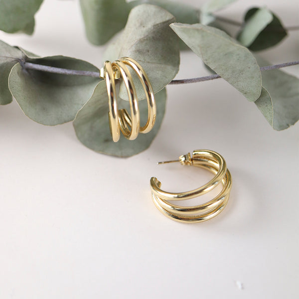 Pendientes de aro para mujer con cierre a presión