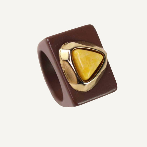 Anillos grandes mujer color marrón con piedra Kenya