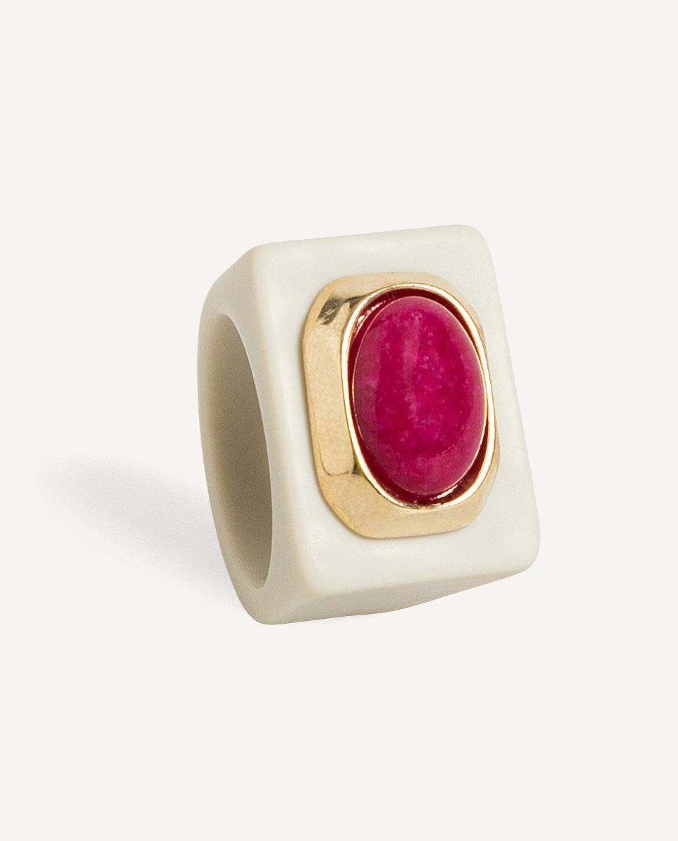 Anel de resina fúcsia ICE — Émolo