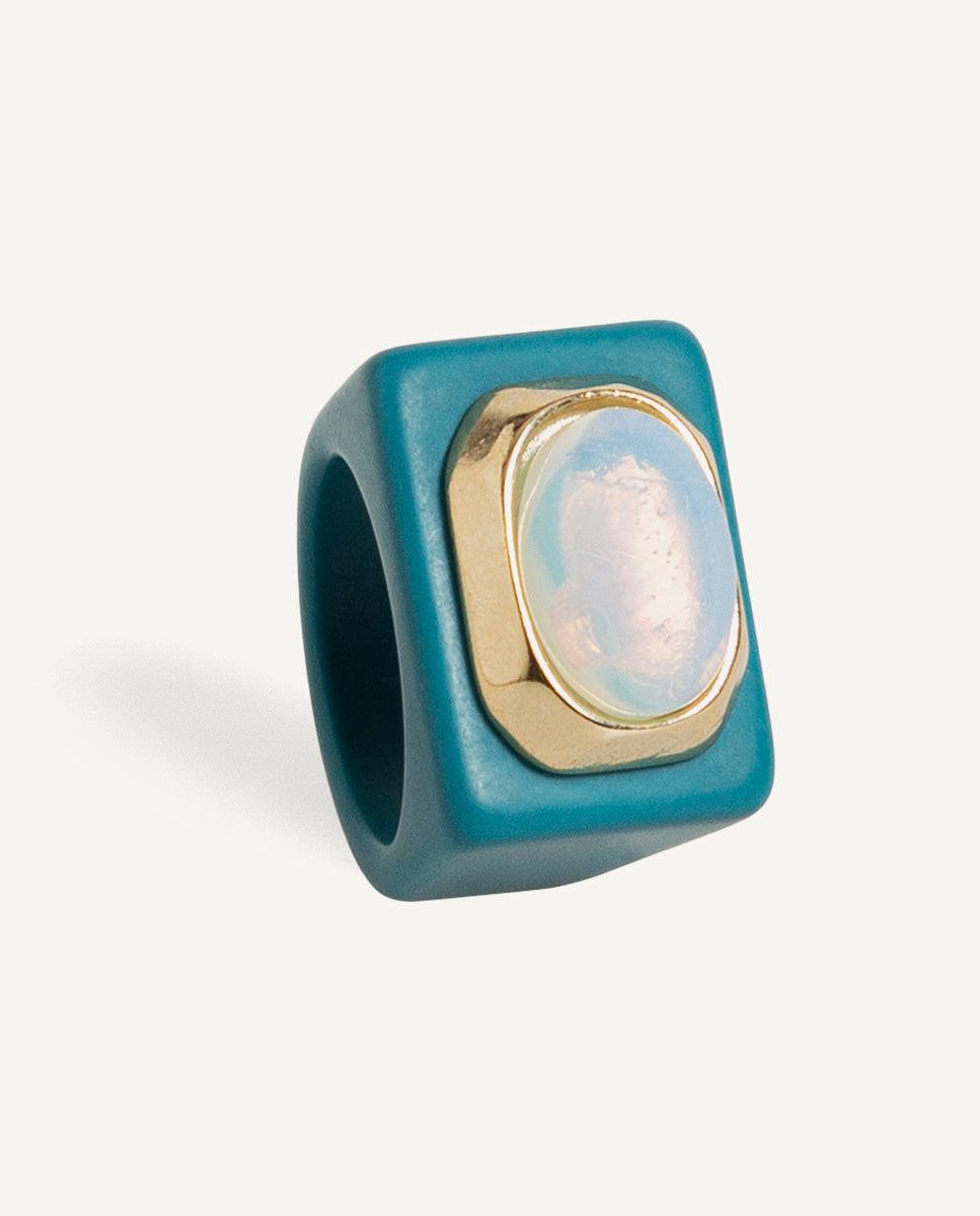 Anel de resina opala OCÉANO — Émolo