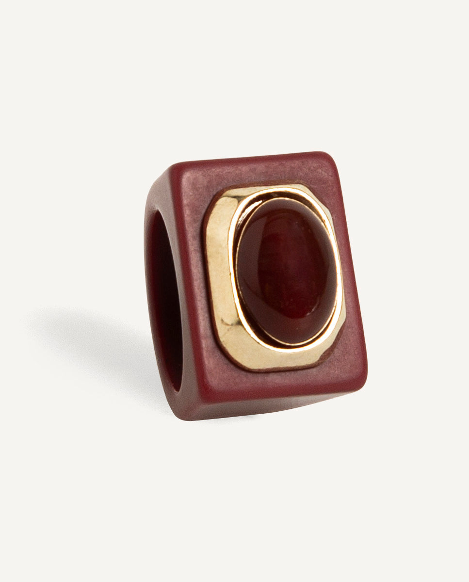 Anel de resina de ágata mel BORDEAUX — Émolo