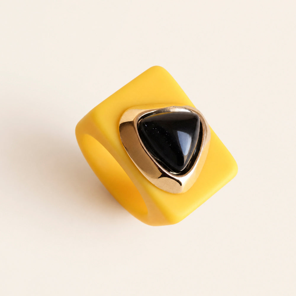Anillo mujer Amarillo con Onix