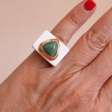 Anillo blanco con Amazonita Verde