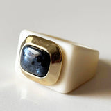 Anillo mujer crema con labradorita