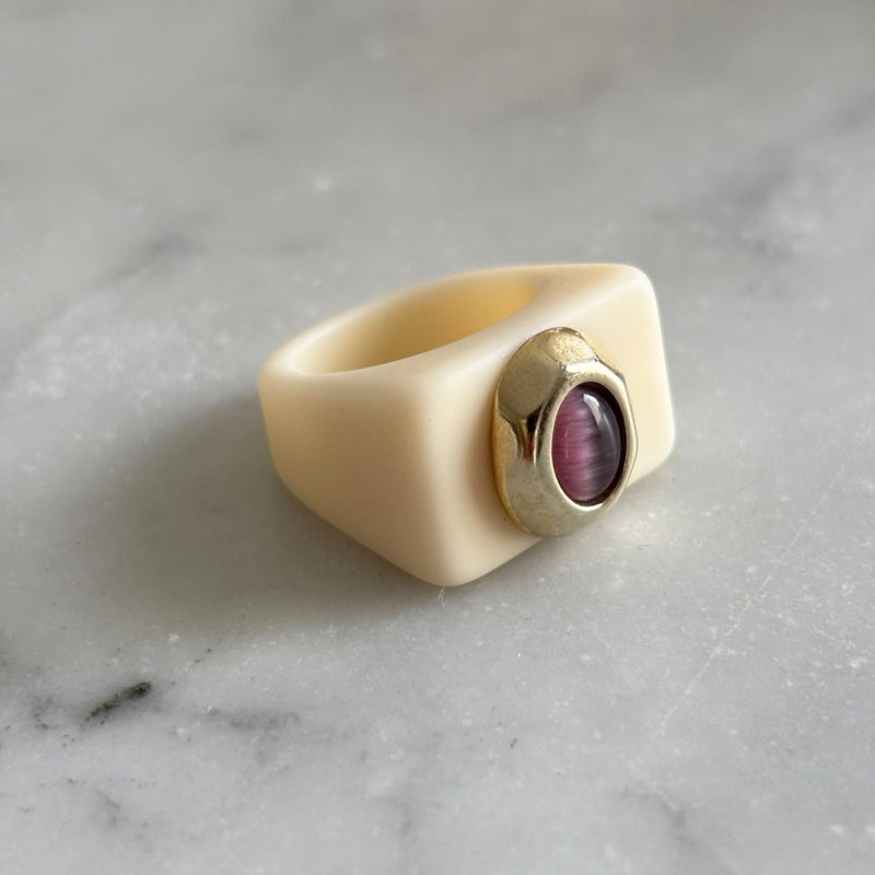 Anillo mujer crema con selenita