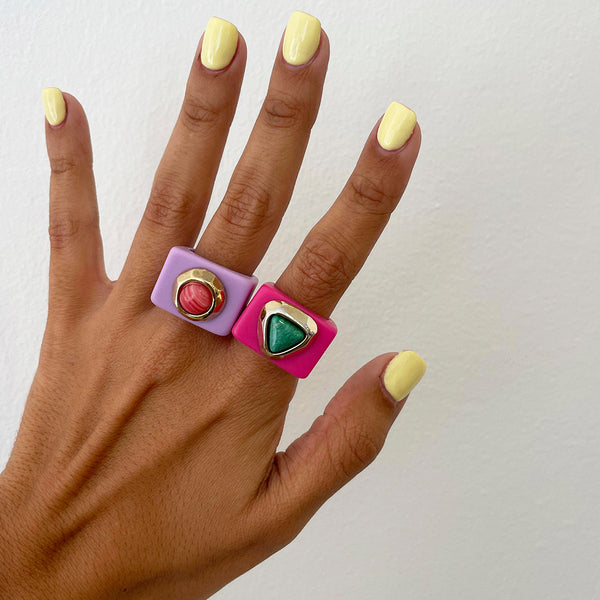 Anillo malva con agata veteada fresa