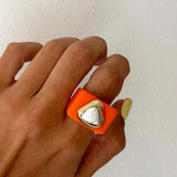 Anillo para mujer color naranja mármol