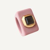 Anillo Rosa Viejo con selenita gris SAIRA