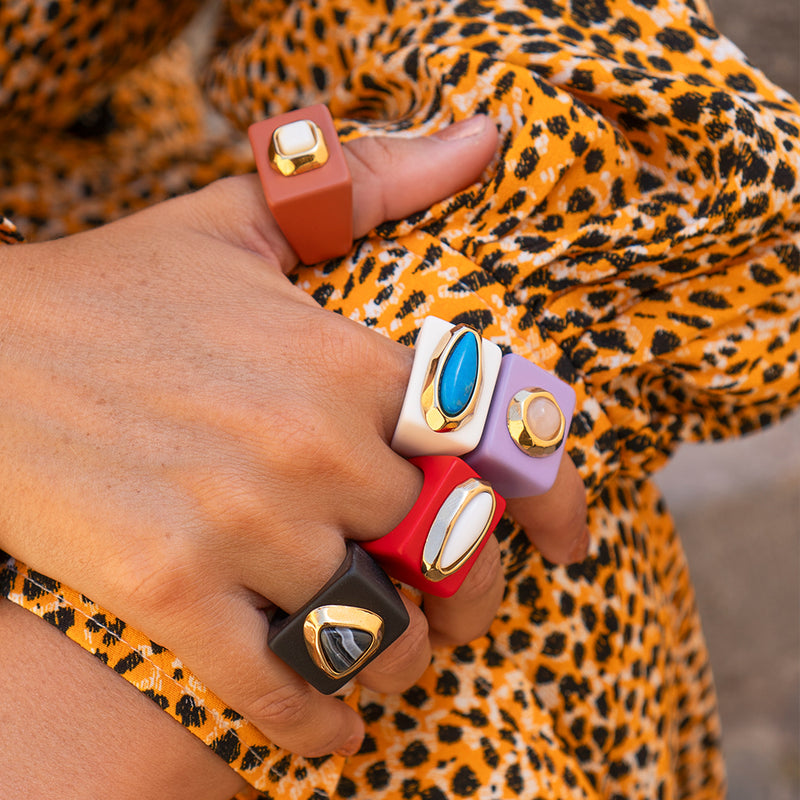 Anillo mujer color mora cuarzo rosa