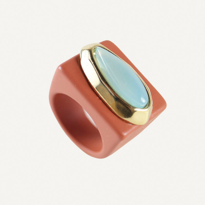 Anillos bisutería color caldera con cuarzo azul [MARRAKECH]