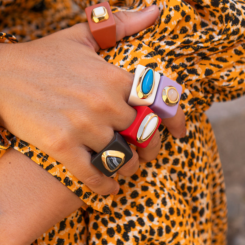Anillo color rojo malaquita para mujer