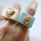 Anillos bisutería grandes Beige con piedra natural Madreperla
