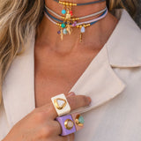 Anillos bisutería grandes Beige con piedra natural Madreperla