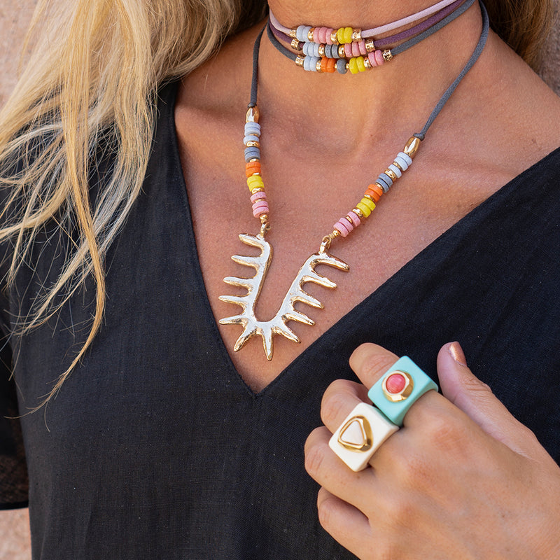 Anillo verde turquesa con piedra natural Agata roja