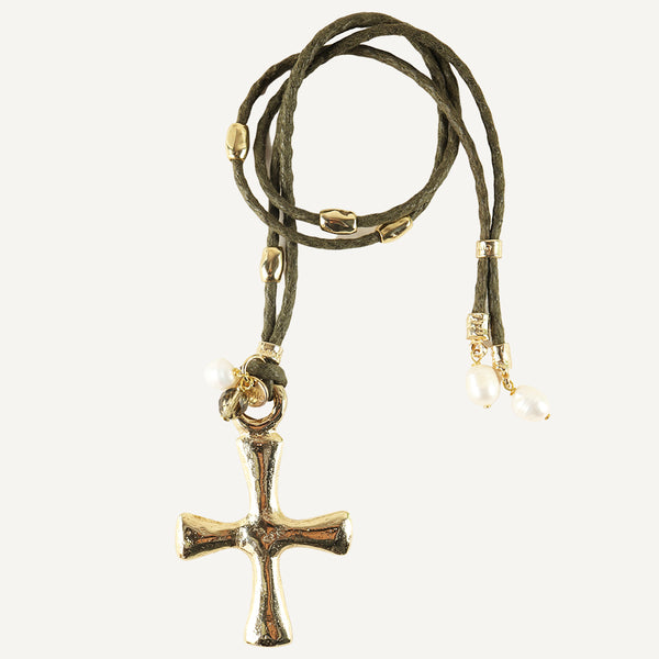 COLLAR AJUSTABLE PIEDRA NATURAL ÉMOLO TESSABIT KAKI