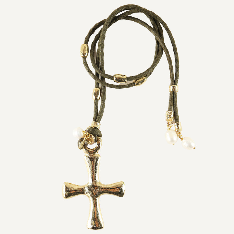 COLLAR AJUSTABLE PIEDRA NATURAL ÉMOLO TESSABIT KAKI