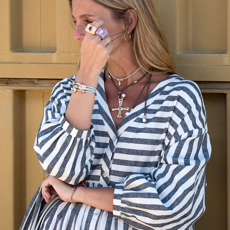 COLLAR AJUSTABLE PIEDRA NATURAL ÉMOLO TESSABIT MARRÓN