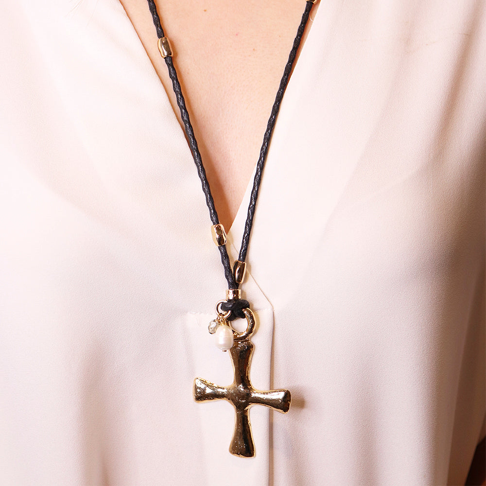 COLLAR AJUSTABLE PIEDRA NATURAL ÉMOLO TESSABIT NEGRO