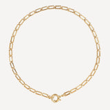 Collar corto cadena de eslabones dorada con cierre seguro