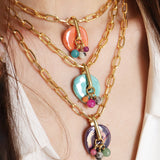 collar dorado con cerámica para mujer 