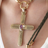 Collar cruz largo ajustable mujer piedra natural CRUZEA Monsul