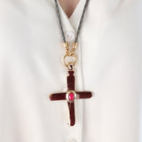 Collar cruz largo ajustable mujer piedra natural CRUZEA Monsul