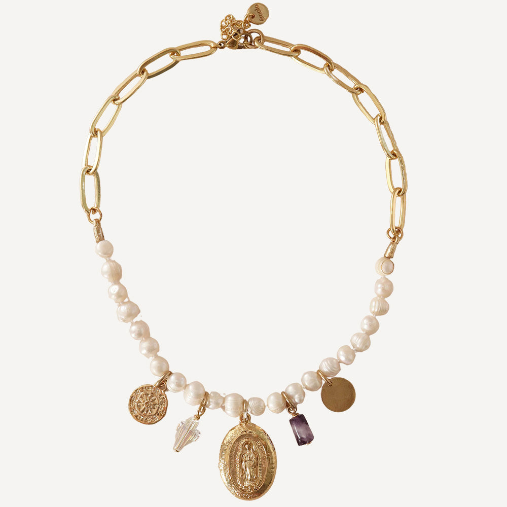 Collar corto FAITH MILAGROSA PERLAS