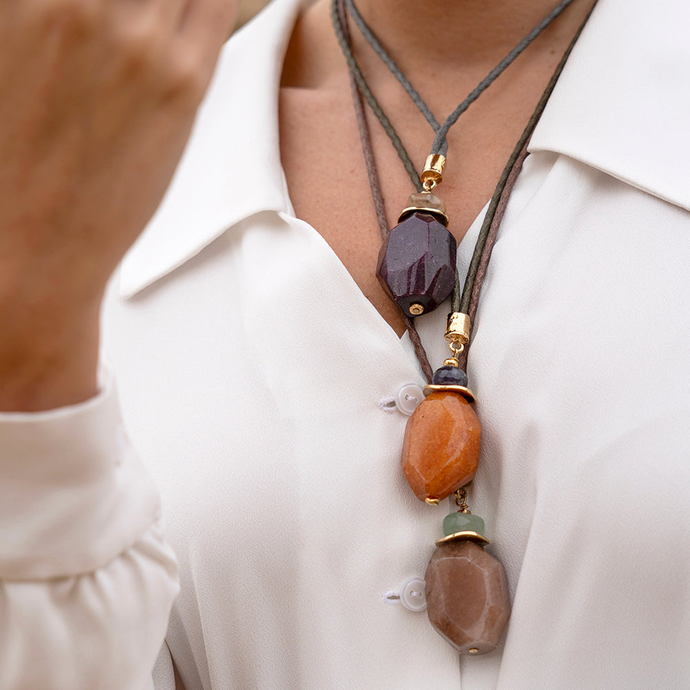 Women's adjustable long necklace MONSUL STONE