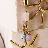 Collar largo ajustable para mujer con piedra natural cuarzo rosa