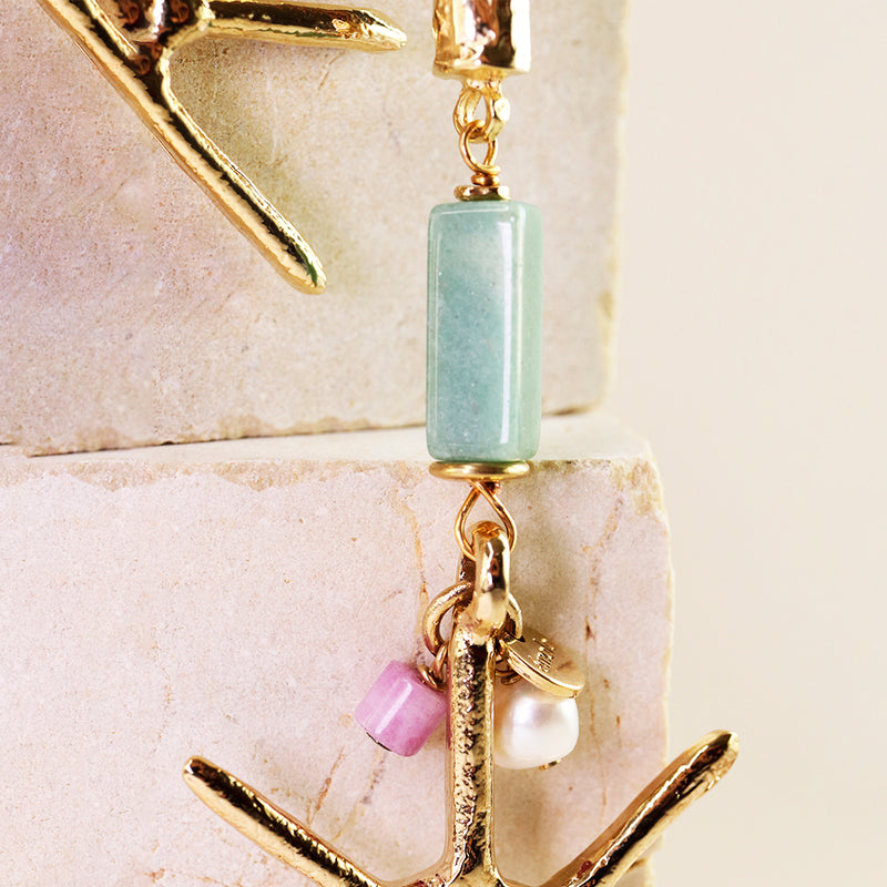 Collar largo ajustable para mujer cuarzo verde