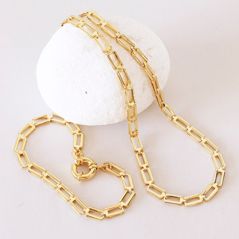 Collar cadena dorada de latón para mujer