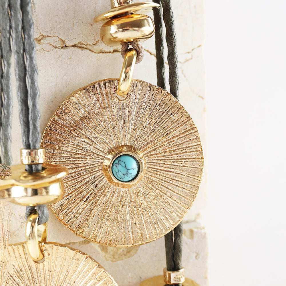 Collar largo ajustable para mujer con piedra natural turquesa