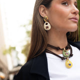 Anillo mujer Verde con selenita lila SAIRA