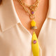Collar largo de cadena Saira en amarillo-amatista con piedras naturales — Émolo