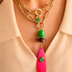 Collar largo de cadena Saira en fucsia-verde con piedras naturales — Émolo