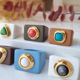 Anillos mujer azul con porcelana blanca SANTORINI