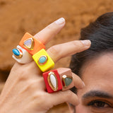 Anillo color rojo malaquita para mujer