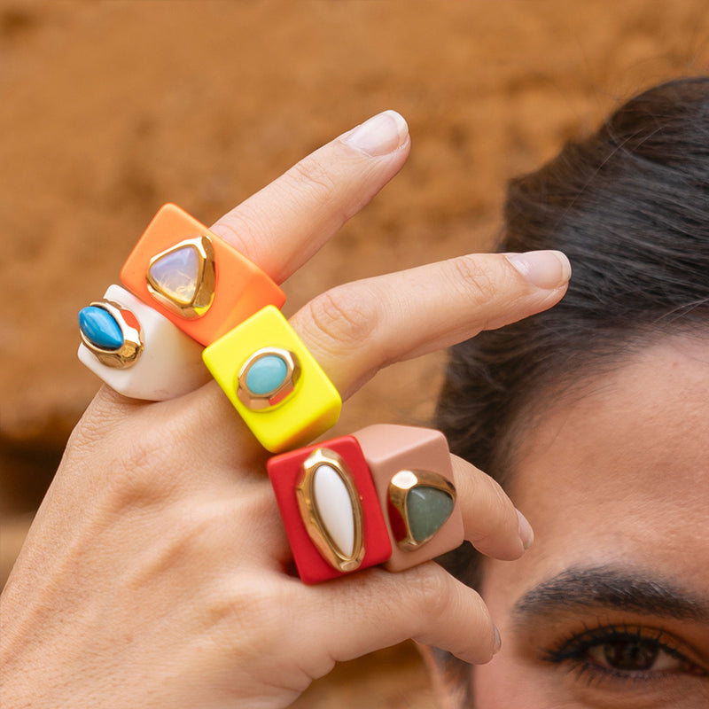 Anillo color rojo malaquita para mujer