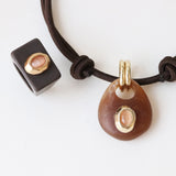 Anillo mujer Marrón con selenita salmón SAIRA